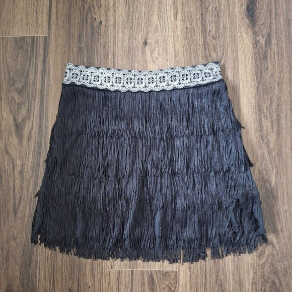 💙 Spirit 20's Inspired Fringe Flapper Mini Skirt Elastic Waist Size M/L - Picture 1 of 7